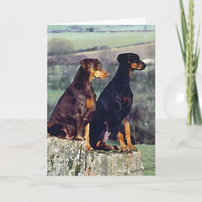 Doberman Dog Portrait Blank Greeting Card Karte (Vorderseite)