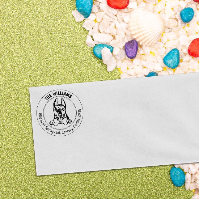 Doberman Dog Rücksendeadresse Family Gummistempel (Von Creator hochgeladen)