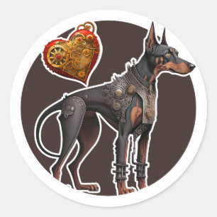 Doberman Dog Runder Aufkleber