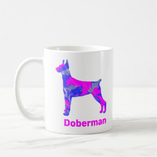 Doberman Dog Silhouette Crazy Hot Pink Kaffeetasse