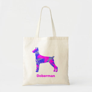 Doberman Dog Silhouette Crazy Hot Pink Tragetasche