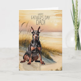 Doberman Dog Sunset Beach Father's Day Feiertagskarte