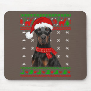 Doberman Dog Ugly Sweater Christmas Puppy Hund Lie Mousepad