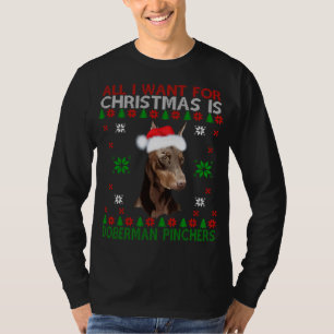 Doberman Dog Ugly Sweater Christmas Puppy Hund Lie T-Shirt