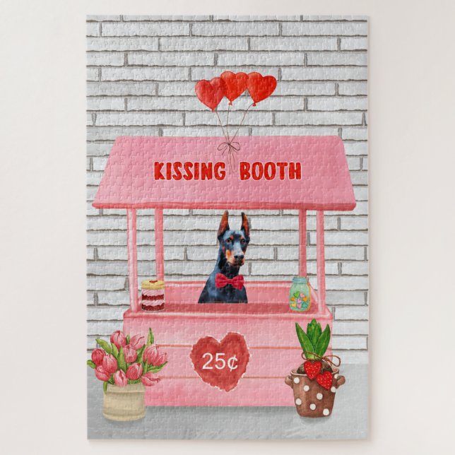 Doberman Dog Valentine's Day Kissing Booth (Vertikal)