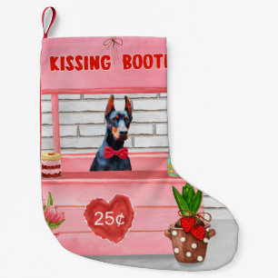 Doberman Dog Valentine's Day Kissing Booth Kleiner Weihnachtsstrumpf