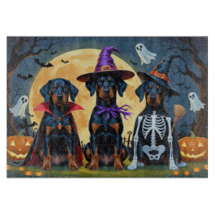 Doberman Dogs Pumpkin Halloween Funny Schneidebrett