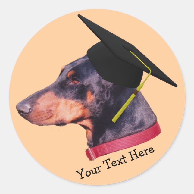 Doberman En Sticker Pour Chien De Cap Graduation (Devant)