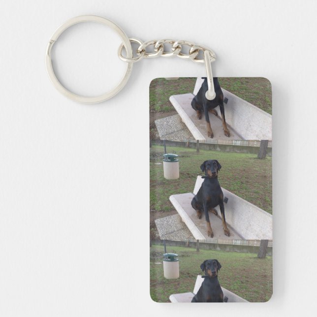 Doberman Flipper Schlüsselanhänger (Vorderseite)