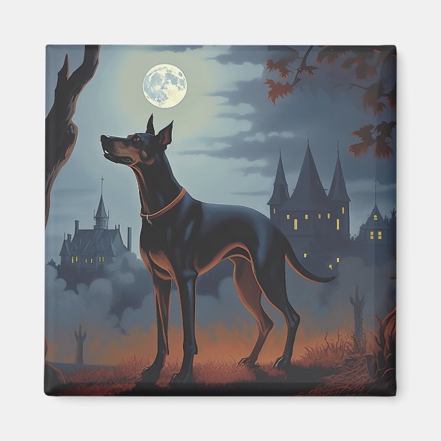Doberman Halloween Beängstigend Magnet (Vorne)
