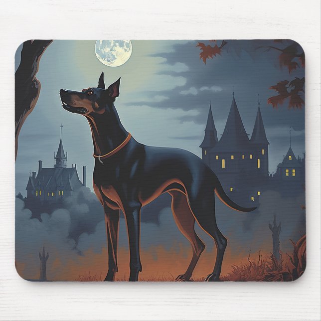 Doberman Halloween Beängstigend Mousepad (Vorne)