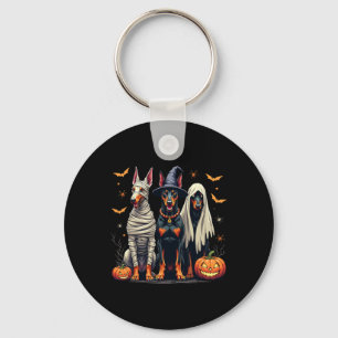 Doberman Halloween Kostume Mummy Witch Ghost Schlüsselanhänger