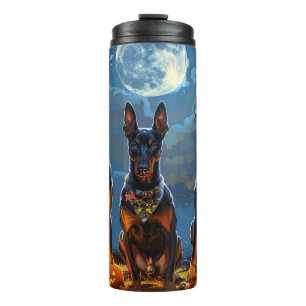 Doberman Halloween Spooky Thermosbecher