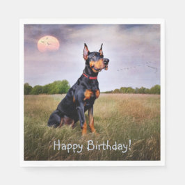 Doberman Happy Birthday Serviette