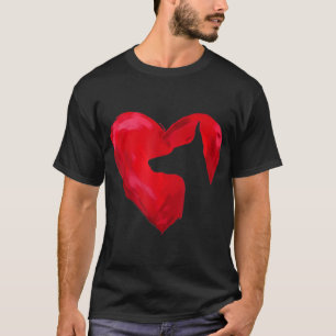 Doberman Heart silhouette Valentine's Day Dog Love T-Shirt