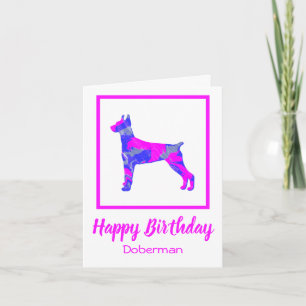 Doberman Hot Pink Silhouette Dog Funny Birthday Karte