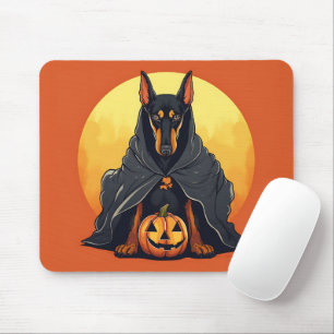 Doberman Hund in Black Ghost Kostüm Halloween Mousepad