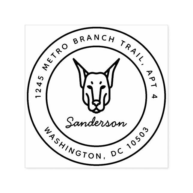 Doberman Hund Rücksendeadresse Briefmarke Selbstei Permastempel (Design)