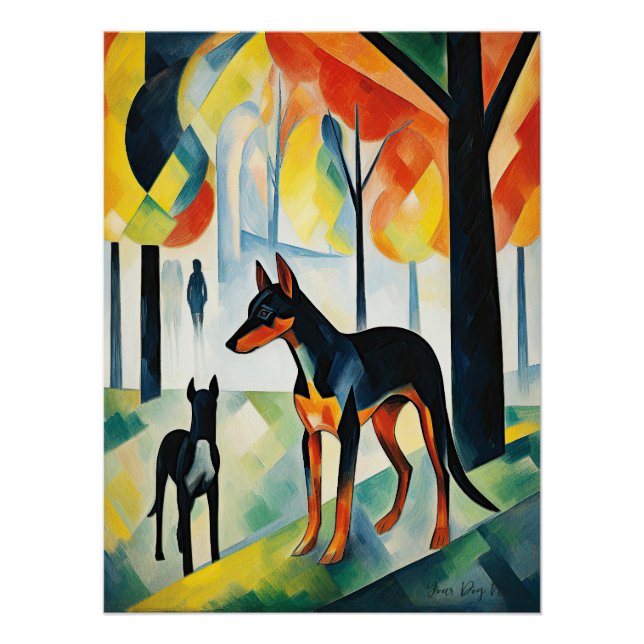 Doberman Hundspaziergang im Park 05 - Madeleine Ma Poster (Vorderseite)
