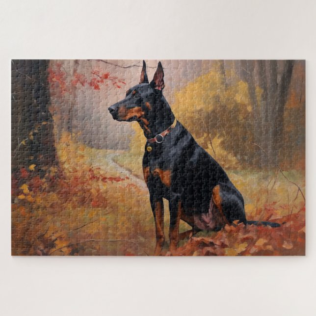 Doberman im Herbst Leaves Fall Inspiriert (Horizontal)