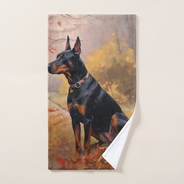 Doberman im Herbst Leaves Fall Inspiriert Badhandtuch Set (Handtuch)