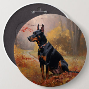 Doberman im Herbst Leaves Fall Inspiriert Button