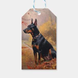 Doberman im Herbst Leaves Fall Inspiriert Geschenkanhänger