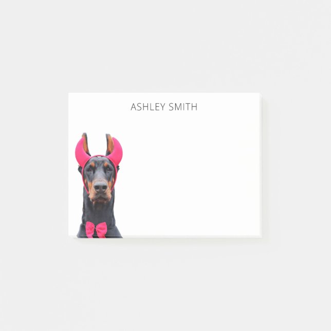 Doberman in Devil Costume Post-it Klebezettel (Vorderseite)