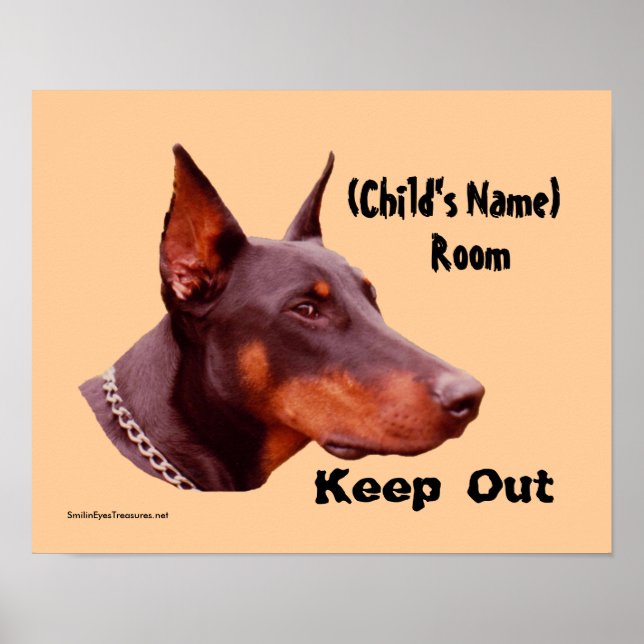 Doberman Keep Out Kids Room Poster personnalisé (Devant)
