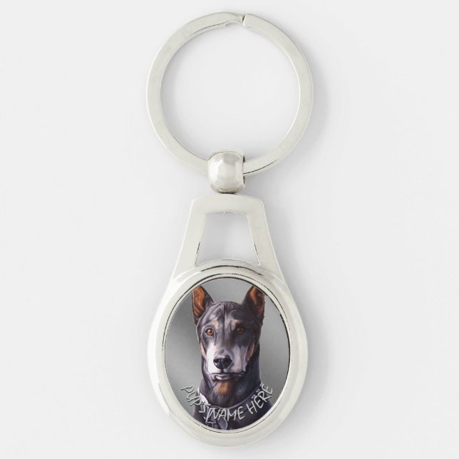 Doberman Key Chain Personalisiert Hunde Kunst Gesc Schlüsselanhänger (Vorderseite)