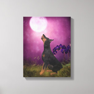 Doberman Lila Fantasy Orchids Doberman Art Leinwanddruck
