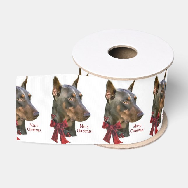 Doberman Merry Christmas Ripsband (Spule)