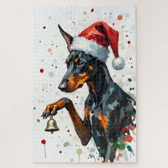 Doberman Minimalist Christmas Bell Balance Hat (Vertikal)