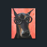 Doberman mit Brille Leinwanddruck<br><div class="desc">Haustiere</div>