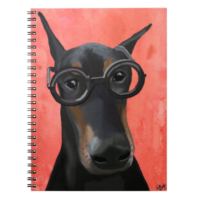 Doberman mit Brille Notizblock (Vorderseite)