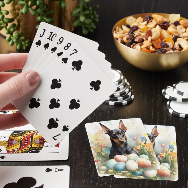 Doberman mit Ostereiern Spielkarten (In Situ)