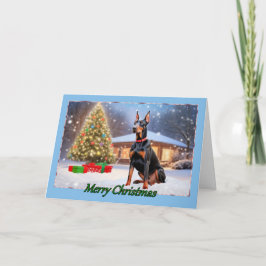 Doberman mit Tree Christmas Card Karte