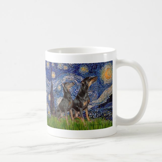 Doberman Pair - Starry Night Kaffeetasse (Rechts)