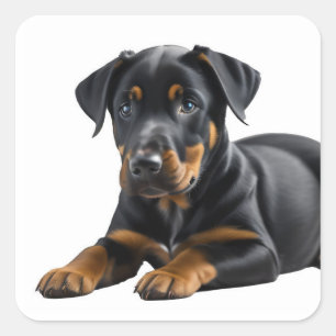 Doberman Pincer Puppy Quadratischer Aufkleber