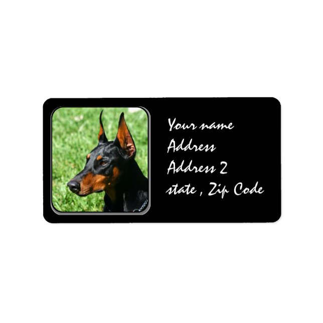 Doberman Pinscher Adressaufkleber (Vorne)