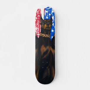 Doberman Pinscher American Flag patriotischer Hund Skateboard