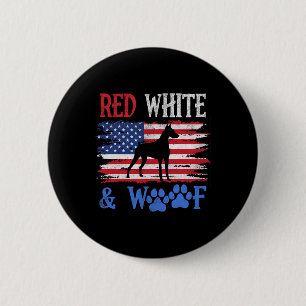 Doberman Pinscher American Flag USA Red White und Button