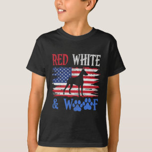 Doberman Pinscher American Flag USA Red White und T-Shirt