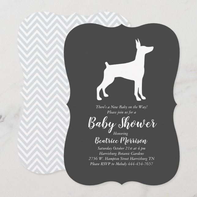 Doberman Pinscher Baby Shower Gender Neutral Einladung (Vorne/Hinten)