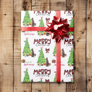 Doberman Pinscher, Bird and Christmas Tree Geschenkpapier