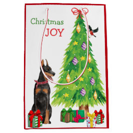 Doberman Pinscher, Bird und Weihnachtsbaum Mittlere Geschenktüte