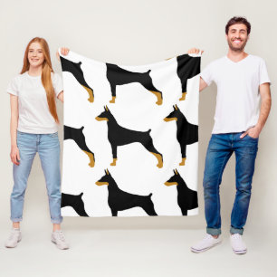 Doberman Pinscher Black and tan Silhouette Fleecedecke