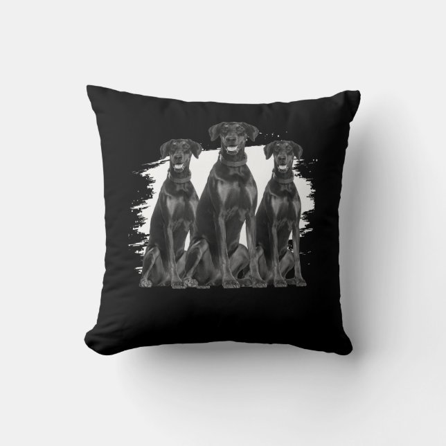Doberman Pinscher Black Dog Owner Pet Animal Lover Kissen (Vorderseite)