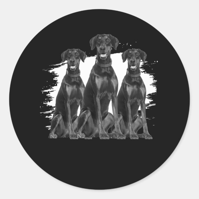 Doberman Pinscher Black Dog Owner Pet Animal Lover Runder Aufkleber (Vorderseite)