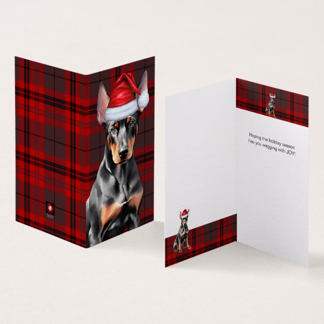 Doberman Pinscher Christmas Dog Red Holiday Plaid (Innenseite und Außenseite)
